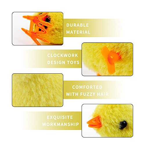 XiXiRan 6Pcs Juguetes de Cuerda de Pascua - Pollitos Juguete para Pascuas, Pollito de Pascua Juguete de Cuerda de Peluche Pollo Saltando Juguetes Mecánicos, Regalos de Pascua para Niños