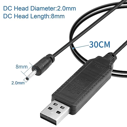 YACSEJAO USB a DC 2.0mm Cable 5 Pack USB 2.0 Tipo A Macho a 3.7V DC 2.0mm Jack Adaptador de Corriente para RC Drone Quadcopter FPV Avión Piezas Batería de Litio de Carga