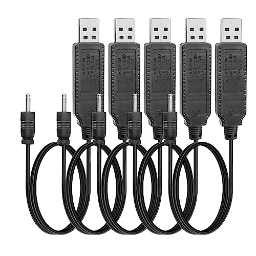 YACSEJAO USB a DC 2.0mm Cable 5 Pack USB 2.0 Tipo A Macho a 3.7V DC 2.0mm Jack Adaptador de Corriente para RC Drone Quadcopter FPV Avión Piezas Batería de Litio de Carga