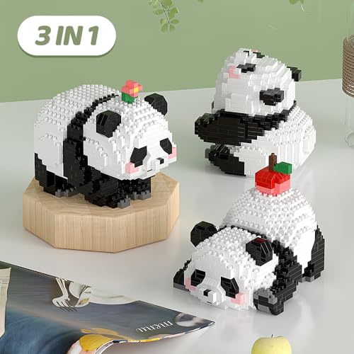 YANGUN Micro Bloques de Construcción 3 en 1, 983 Piezas Panda Lindos Animales de Construcción, Mini Bloques de Construcción de Animales, Panda Mini Building Blocks