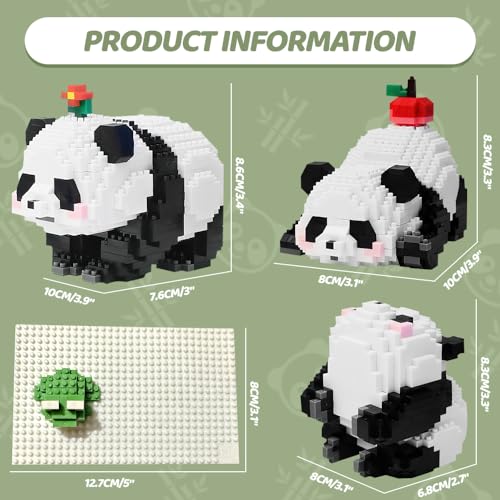 YANGUN Micro Bloques de Construcción 3 en 1, 983 Piezas Panda Lindos Animales de Construcción, Mini Bloques de Construcción de Animales, Panda Mini Building Blocks