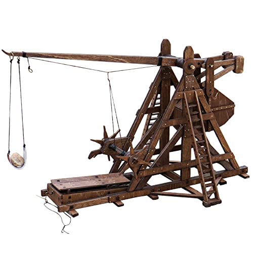 YAQUMW El Mini Contrapeso Trebuchet Europa Medieval Siege Chariot Catapult Armas DIY 3D Rompecabezas de Madera Modelo Kits para Adultos Proyectos Stem Juguetes Regalo para niños/niñas