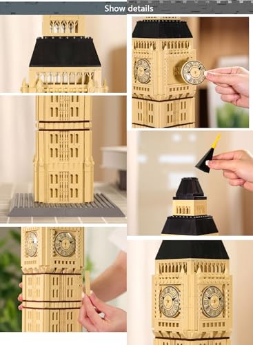 YAXRO Juego De Bloques De Construcción del Mundialmente Famoso Big Ben,1666 Piezas Juego De Bloques De Construcción Modelo De Arquitectura De La Torre Elizabeth De Londres,Regalo Navidad A