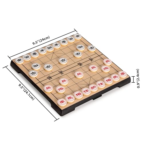 Yellow Mountain Importa Juego De Ajedrez Chino (Xiangqi) Magnético De Viaje (24cm) - Juego De Mesa Compacto Y Plegable