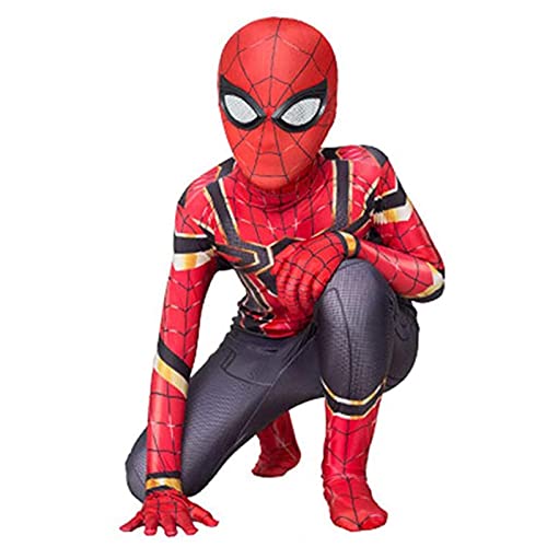 YILYMINA - Disfraz de araña infantil unisex para adultos y niños, elastano para disfraz de Halloween o cosplay,Acero-110 cm