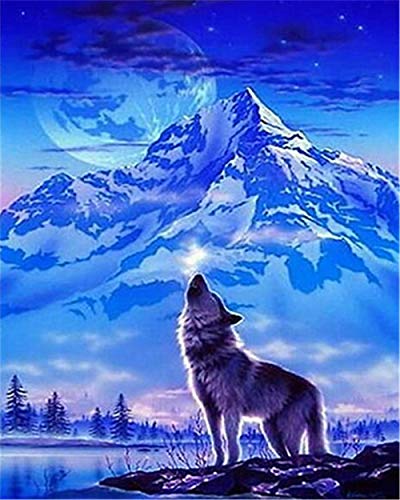 YINGXIN134 1000 Piezas - Lobo bajo la montaña de Nieve Rompecabezas con imágenes para Adultos, Adolescentes, niños, Familiares y Amigos, un Juego Educativo de Aprendizaje, Juguete, Regalo, 26x38cm