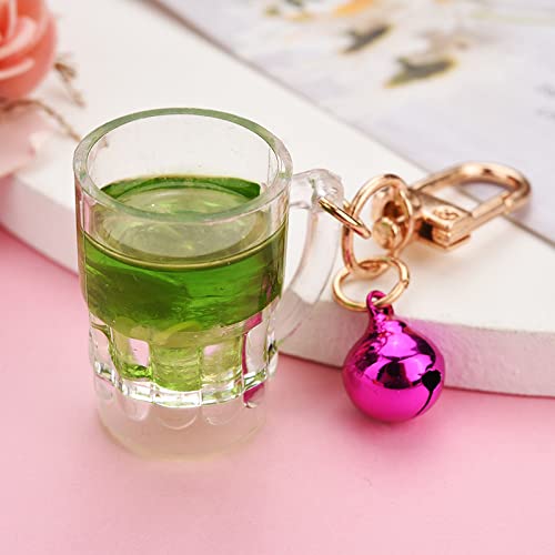 YNCHERISH Llaveros Metal Mini Fruta Cerveza Taza Llavero Anillo Colgante Coche Llavero Anillo, Ejército Verde