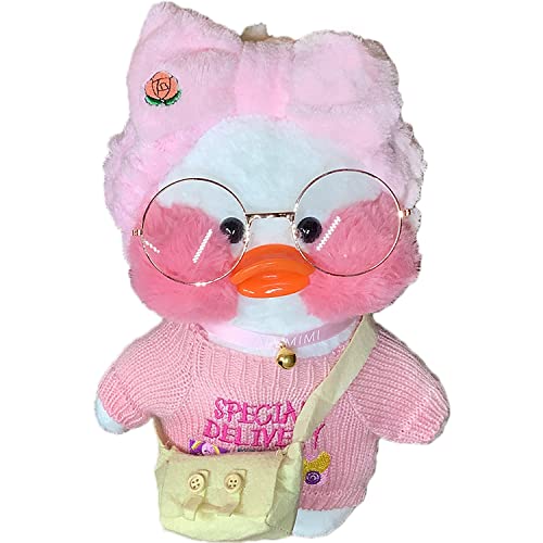 Yoakrce Almohada de peluche de pato en disfraz con bolsa de suéter, gafas, gorros, almohada abrazable de pato, cumpleaños, Navidad, día de San Valentín, colecciones de ropa de cama (estilo-3)