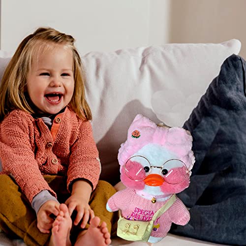 Yoakrce Almohada de peluche de pato en disfraz con bolsa de suéter, gafas, gorros, almohada abrazable de pato, cumpleaños, Navidad, día de San Valentín, colecciones de ropa de cama (estilo-3)