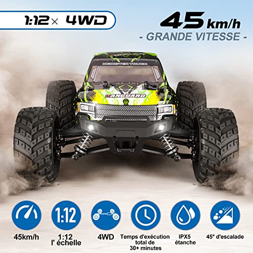 YONCHER YC300 Coche Teledirigido, 1:12 45+Km/h 4WD Coche Teledirigido Todoterreno para Niños Adulto, Radiocontrol Coche 4x4, Offroad RC Crawler