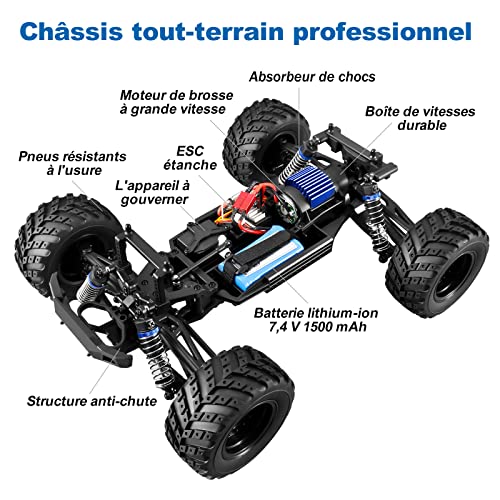 YONCHER YC300 Coche Teledirigido, 1:12 45+Km/h 4WD Coche Teledirigido Todoterreno para Niños Adulto, Radiocontrol Coche 4x4, Offroad RC Crawler