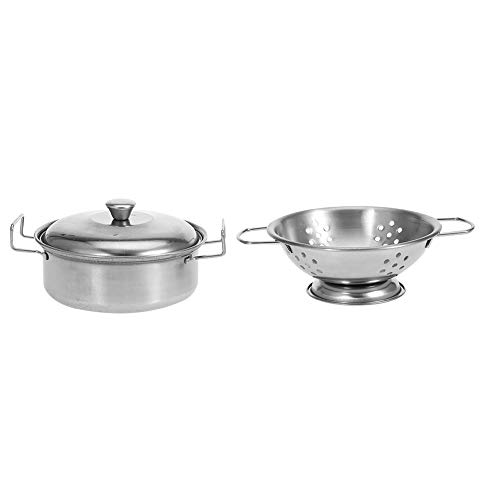 YOPOTIKA 16 piezas accesorios de cocina para exteriores, juguete de cocina de acero inoxidable, utensilios de cocina, sartén, juego de juguetes para niños, juego de rol para niñas y niños