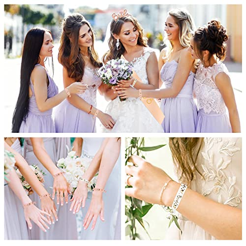 YSUVIN 11Pcs Set de Pulseras de Novia, 1 Blanco Bride y 10 Rose Team Bride Pulseras, JGA Novia Accesorios para Despedida de Soltera, Boda, Despedida de Soltera, Mujeres Decoración