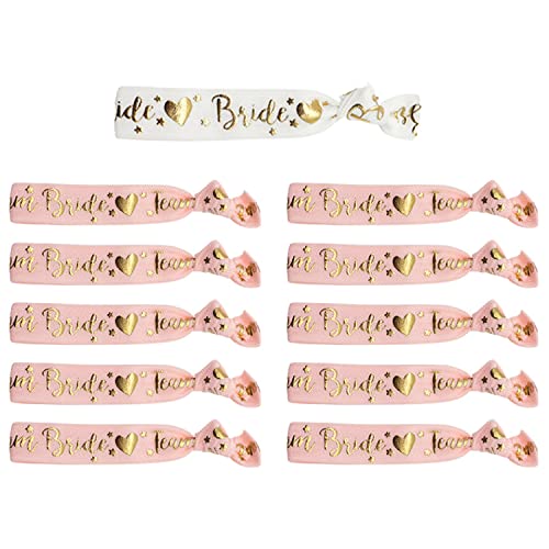 YSUVIN 11Pcs Set de Pulseras de Novia, 1 Blanco Bride y 10 Rose Team Bride Pulseras, JGA Novia Accesorios para Despedida de Soltera, Boda, Despedida de Soltera, Mujeres Decoración