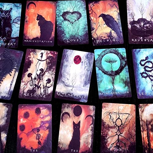 Yuechuxiao Espíritus Sombras Carta del Tarot Tarot de baraja de espíritus desconocidos Cartas de oráculo Juego de adivinación misteriosa Juego de Mesa de Fiesta Familiar para Principiantes