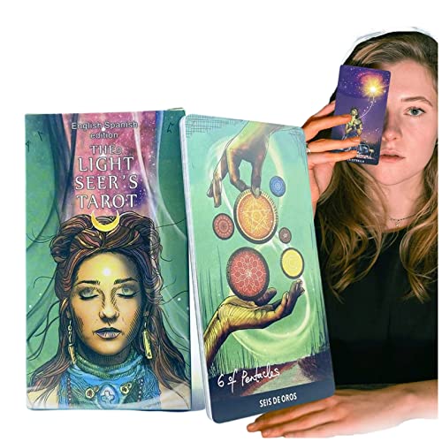 Yuechuxiao Las Cartas del Tarot de los videntes de la luz con guía para Principiantes, Baraja de Tarot y Baraja de Oráculo, Herramientas de adivinación para Contar el Futuro