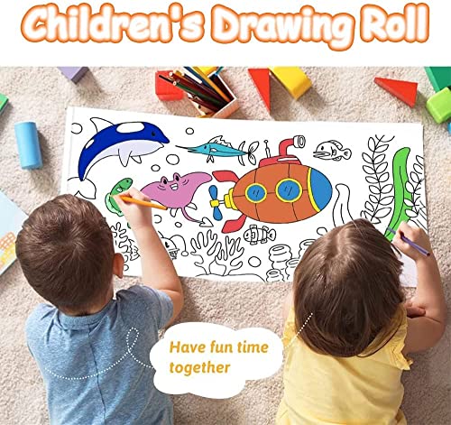 ZANLION Childrens Drawing Roll,Drawing Roll for Kids,Childrens Drawing Paper Roll,Colouring Drawing Paper Roll (Dinosaur Land 119 * 11.8 Inches)