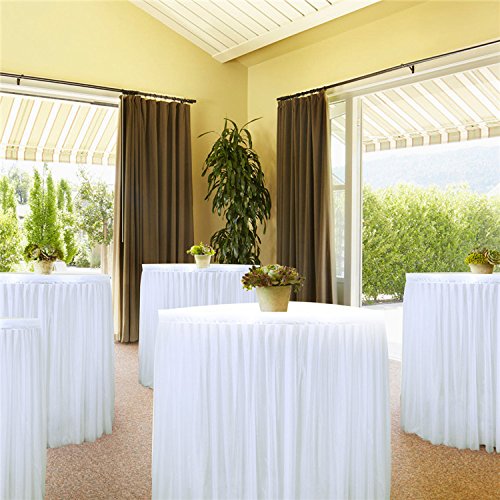 Zantec De alta definición Stretch inalámbrico elegante malla Fluffy Tutu mesa falda para fiesta de boda de cumpleaños parte decoración de la casa, blanco, 14ft