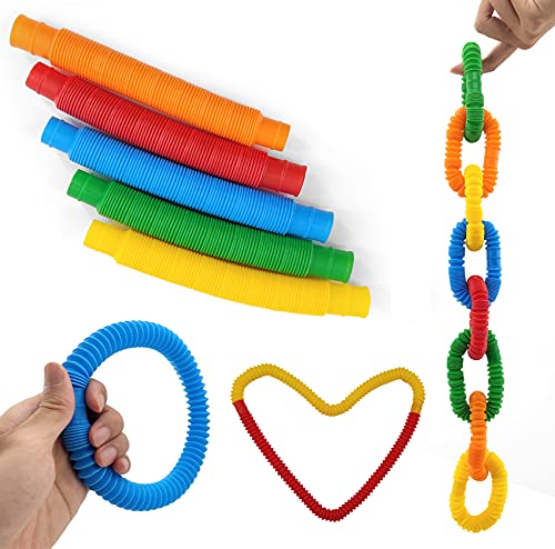 Zayin Mini Tubos Pop Juguetes Sensoriales, Tubo Pop Luminoso Tubo Elástico Multicolor Juguete Educativo Infantil Interesante Herramientas Sensoriales Elásticas para - (Pop Tubo*5)