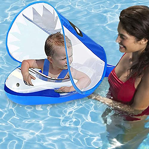 Zceplem Piscina para bebés | Piscina para bebé,Piscina para niños pequeños con diseño tiburón Inflable con toldo protección Solar UPF 50+ para bebés y bebés