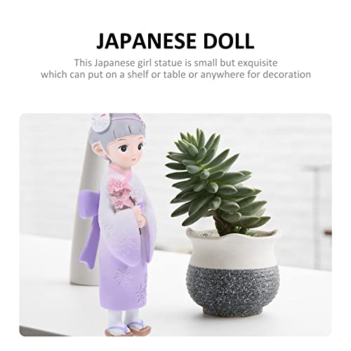 Zerodeko Estatua de Muñeca Japonesa Figura De Chica Kimono Japonesa De Resina Estatua Conmemorativa De Colección Japonesa Decoración De Estatua De Chica Kimono Escultura