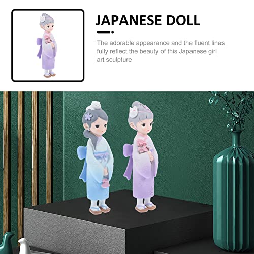 Zerodeko Estatua de Muñeca Japonesa Figura De Chica Kimono Japonesa De Resina Estatua Conmemorativa De Colección Japonesa Decoración De Estatua De Chica Kimono Escultura