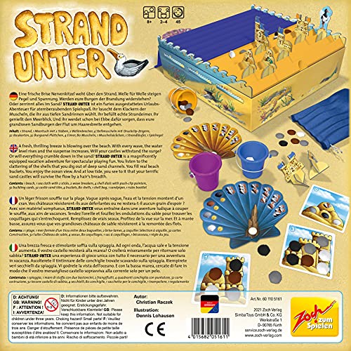 Zoch 601105161 Beach Under – el emocionante Juego de reflujo y reflujo para constructores de Castillos de Arena, de 2 a 4 Jugadores, para niños a Partir de 8 años