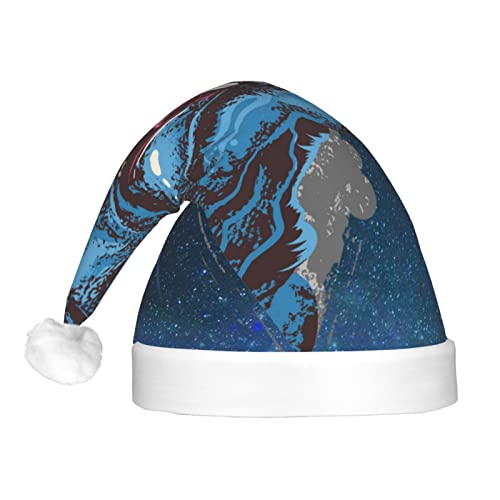 ZORIN Sombreros de Navidad con luces brillantes de dinosaurio, cabeza de T-Rex, cara de ira enojada, ribete de felpa, unisex, sombrero de Papá Noel para suministros de fiesta de vacaciones, cosplay,