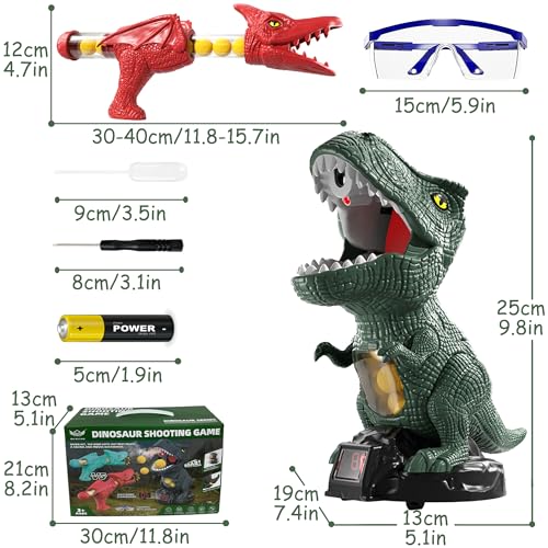 ZQX Juegos de Tiro al Blanco con Dinosaurios Móviles, Práctica de Tiro para Juguete con 2 Pistolas, 72 Bolas de Espuma, Pantalla LED y Sonidos, 4 5 6 7 8+ Edad Niño Niña Navidad Cumpleaños Regalo