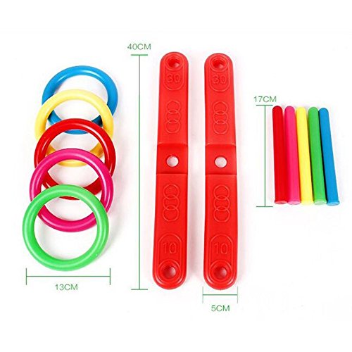 Zunedhys de lanzamiento de anillos Quoits Hoopla Set Quoits Piquetas Cuerda Objetivo Jardín de infantes Fiesta