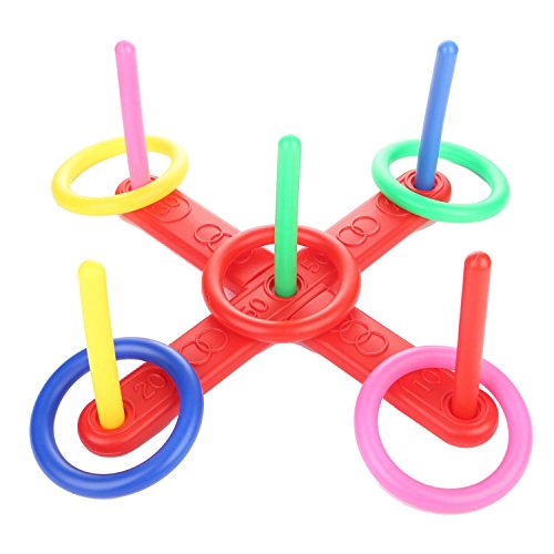 Zunedhys de lanzamiento de anillos Quoits Hoopla Set Quoits Piquetas Cuerda Objetivo Jardín de infantes Fiesta