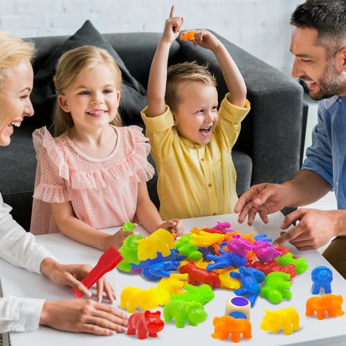 ZZQVIP Montessori Juguete Educativo 46 Piezas Clasificar Juegos, Animales con Tazas y Pinzas, Discriminación de Colores, Habilidades Finas Educativo Juego, para Niños 3 4 5 6 Años