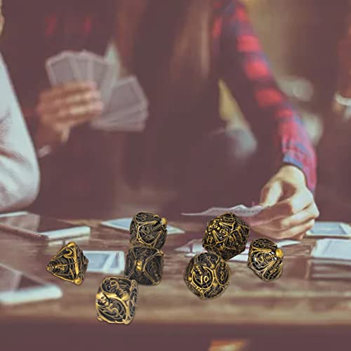 7 Piezas Juego de Dados DND de Metal, Hueco Patrón de Calavera Juego de Dados Poliédricos con Caja de Almacenamiento para Juego de Cartas de Mesa, Calabozos Y Dragones PNG MTG Juegos de Rol(#2)