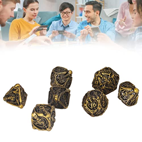 7 Piezas Juego de Dados DND de Metal, Hueco Patrón de Calavera Juego de Dados Poliédricos con Caja de Almacenamiento para Juego de Cartas de Mesa, Calabozos Y Dragones PNG MTG Juegos de Rol(#2)