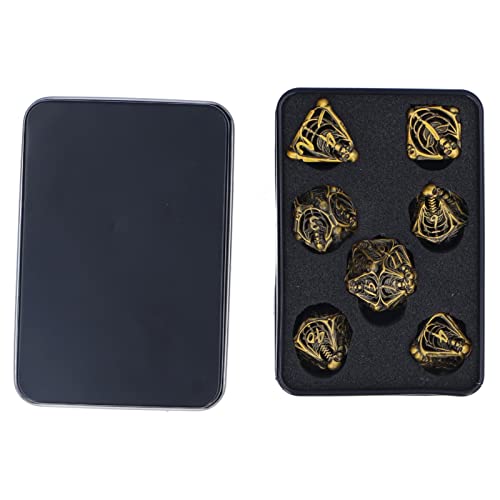 7 Piezas Juego de Dados DND de Metal, Hueco Patrón de Calavera Juego de Dados Poliédricos con Caja de Almacenamiento para Juego de Cartas de Mesa, Calabozos Y Dragones PNG MTG Juegos de Rol(#2)