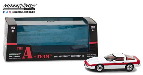 A-TEAM Modelo DieCast Coche CORVETTE C4 1984 Escala 1/43 ORIGINAL Greenlight