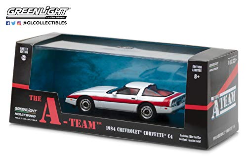 A-TEAM Modelo DieCast Coche CORVETTE C4 1984 Escala 1/43 ORIGINAL Greenlight