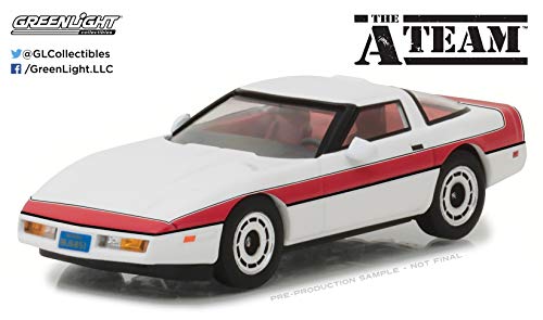 A-TEAM Modelo DieCast Coche CORVETTE C4 1984 Escala 1/43 ORIGINAL Greenlight