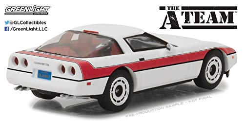 A-TEAM Modelo DieCast Coche CORVETTE C4 1984 Escala 1/43 ORIGINAL Greenlight