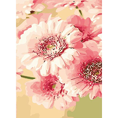 ABEUTY Paint by Numbers - Kit de pintura por números (crisantemo rosa, 40 x 50 cm, con marco de madera)