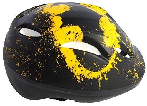 albri Casco De Bicicleta Y Patín De Niño De Batman Casco Protector Infantil para Bicicleta y Skate, Unisex niños, Negro y Amarillo, Taglia 51-56 cm