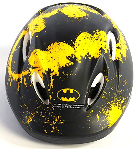 albri Casco De Bicicleta Y Patín De Niño De Batman Casco Protector Infantil para Bicicleta y Skate, Unisex niños, Negro y Amarillo, Taglia 51-56 cm