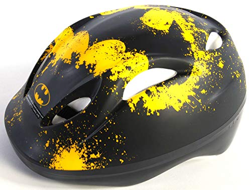 albri Casco De Bicicleta Y Patín De Niño De Batman Casco Protector Infantil para Bicicleta y Skate, Unisex niños, Negro y Amarillo, Taglia 51-56 cm