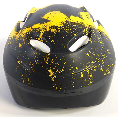 albri Casco De Bicicleta Y Patín De Niño De Batman Casco Protector Infantil para Bicicleta y Skate, Unisex niños, Negro y Amarillo, Taglia 51-56 cm