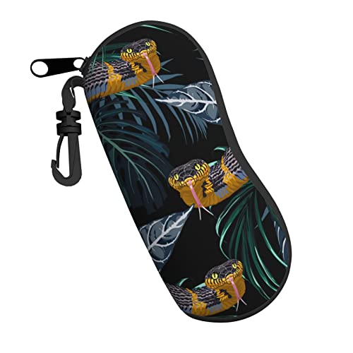 AOOEDM Estuche para anteojos con clip para cinturón Estuches para anteojos con cremallera suave - Tropical Jungle Yellow Snake