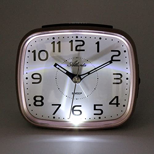 Atlanta 2142-18 - Reloj Despertador analógico de Cuarzo sin tictac con luz de repetición de repetición de Alarma (Cobre)