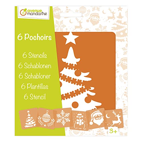 Avenue Mandarine 42455MD - Juego de 6 plantillas de 15,4 x 22,3 cm con instrucciones incluidas, Navidad