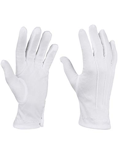 Balinco Guantes blancos de talla única con botón de presión y ribete