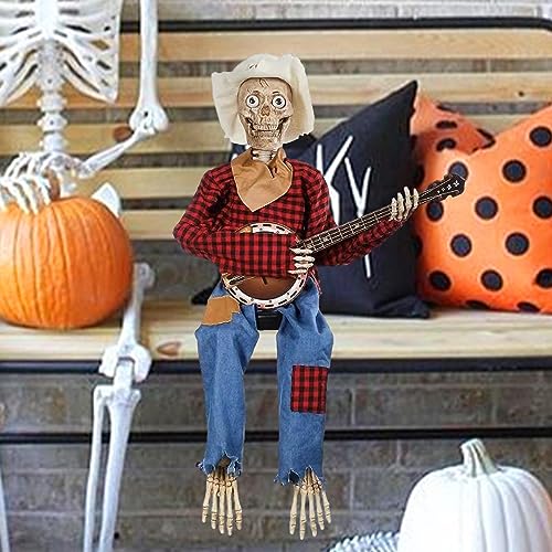 Banjo Duelo Animados Divertidos | Dúo Banjo, Banjo Animados Halloween, Esqueleto Banjo Espeluznante Para Decoración Festiva Del Hogar