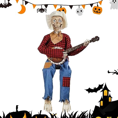 Banjo Duelo Animados Divertidos | Dúo Banjo, Banjo Animados Halloween, Esqueleto Banjo Espeluznante Para Decoración Festiva Del Hogar